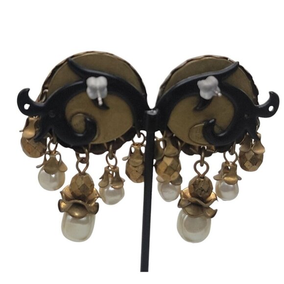 Baer SF Post Earrings With Faux Pearls & Dangling Beads Statement Vintage - Picture 13 of 15